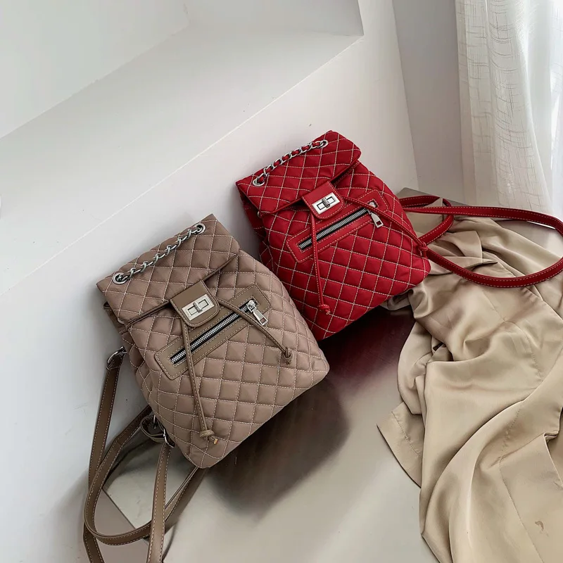 Quilted Backpack Women's Autumn 2020 New Chain Handbag Shoulder Bag Korean Student Schoolbag Backpack, Green, , red, black, coffee
Quilted Backpack Women's Autumn 2020 New Chain Handbag Shoulder Bag Korean Student Schoolbag Backpack, Green, , red, black, coffee
