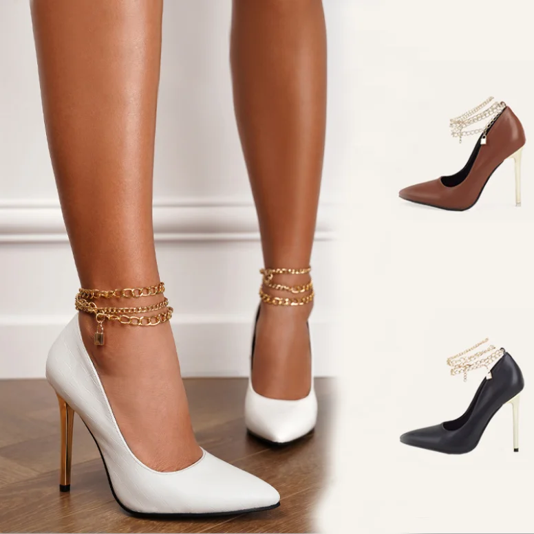 Dropshipping ankle pumps high heel sexy chain ladies dress shoes pointed toe pumps women shoes women's pumps, Brown/black
Dropshipping ankle pumps high heel sexy chain ladies dress shoes pointed toe pumps women shoes women's pumps, Brown/black