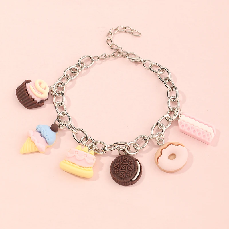 Wholesale Fashion Colorful Cartoon Jewelry Little Girls Bracelets Animation Dessert Pendant Charm Bracelets For Children
Wholesale Fashion Colorful Cartoon Jewelry Little Girls Bracelets Animation Dessert Pendant Charm Bracelets For Children