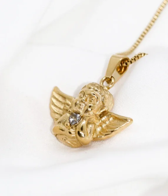 Custom Jewelry 18K Gold Stainless Steel Angel Pendant Necklaces Hip Hop Bling Heart Cz Cubic Zirconia Diamond Necklace
Custom Jewelry 18K Gold Stainless Steel Angel Pendant Necklaces Hip Hop Bling Heart Cz Cubic Zirconia Diamond Necklace