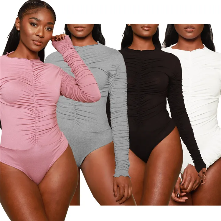 Trendy Lady Tops Pullover Solid Pleated Sexy One Piece Winter Long Sleeve Women Bodysuit
Trendy Lady Tops Pullover Solid Pleated Sexy One Piece Winter Long Sleeve Women Bodysuit