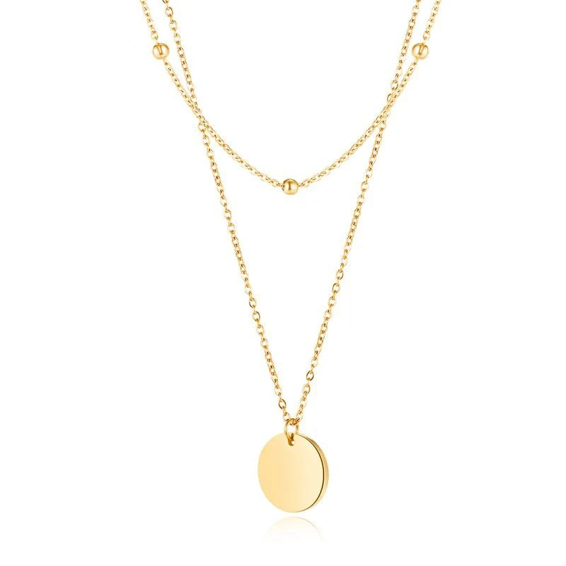 Stainless Steel Women Gold Plated Necklace Round Coin Tags Double Chain Custom Choker Necklaces For Ladies Jewelry
Stainless Steel Women Gold Plated Necklace Round Coin Tags Double Chain Custom Choker Necklaces For Ladies Jewelry