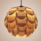 Natural Color Wood material Hanging Lights Plastic Shade E27 pendant lamp modern