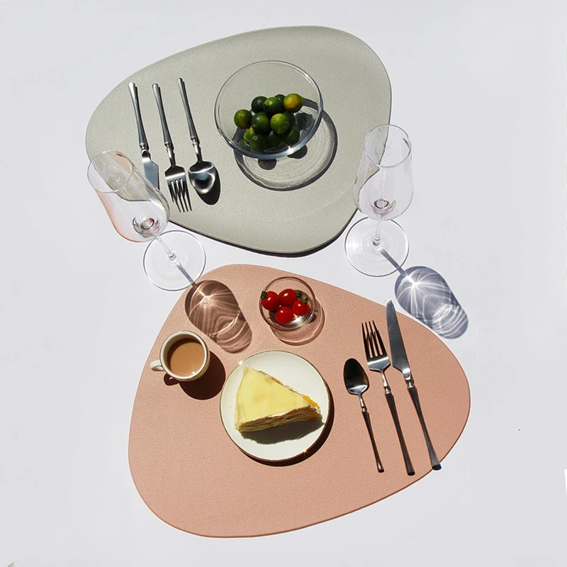 

Double Color Leather Placemat Oval,Custom Non Slip Table Kids Easy Clean Personalized Placemat//