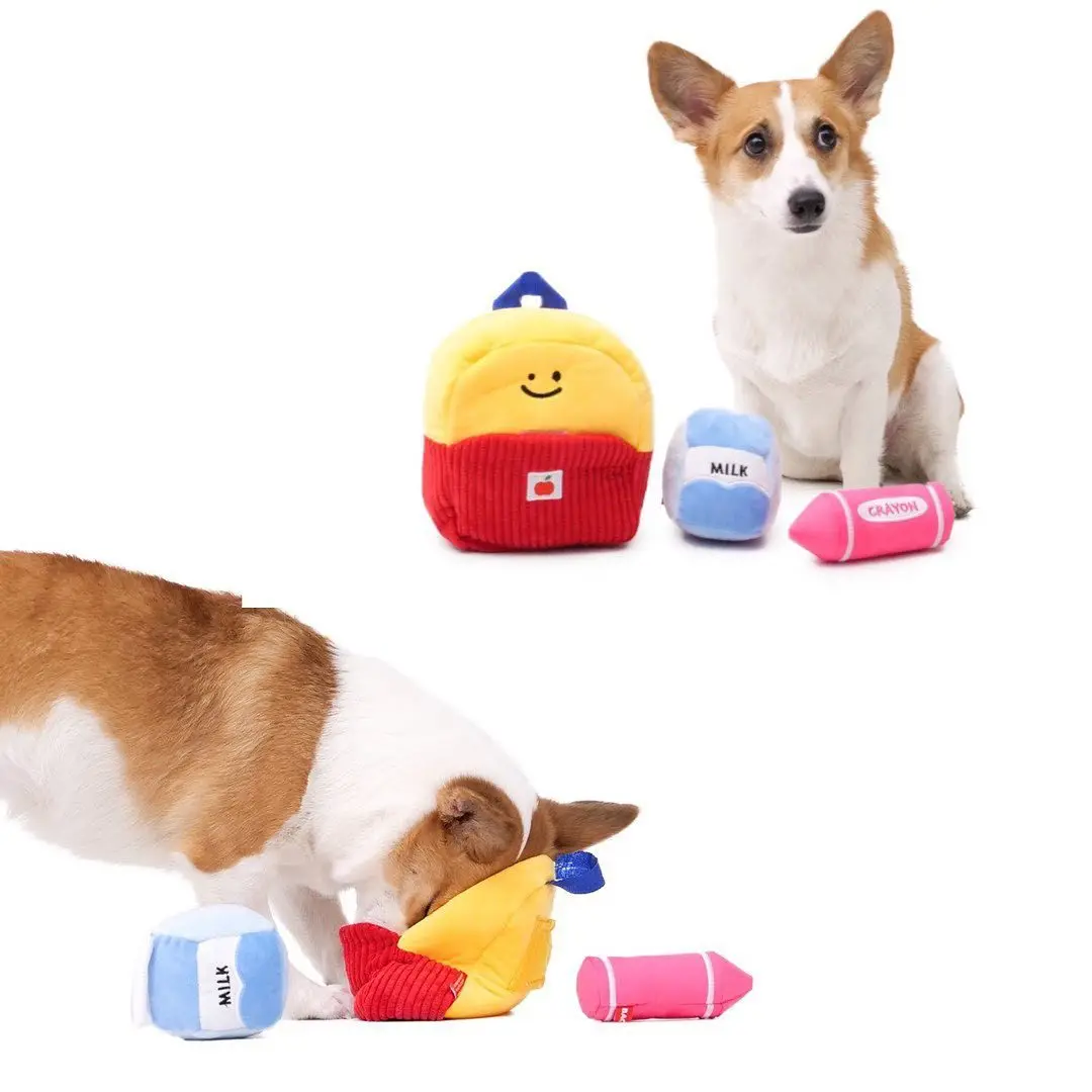 Pet Dog Squeaky Plush Chew Toy INS Schoolbag Three-piece Shape Tibetan Food Pet Dog Vocal Toy
Pet Dog Squeaky Plush Chew Toy INS Schoolbag Three-piece Shape Tibetan Food Pet Dog Vocal Toy