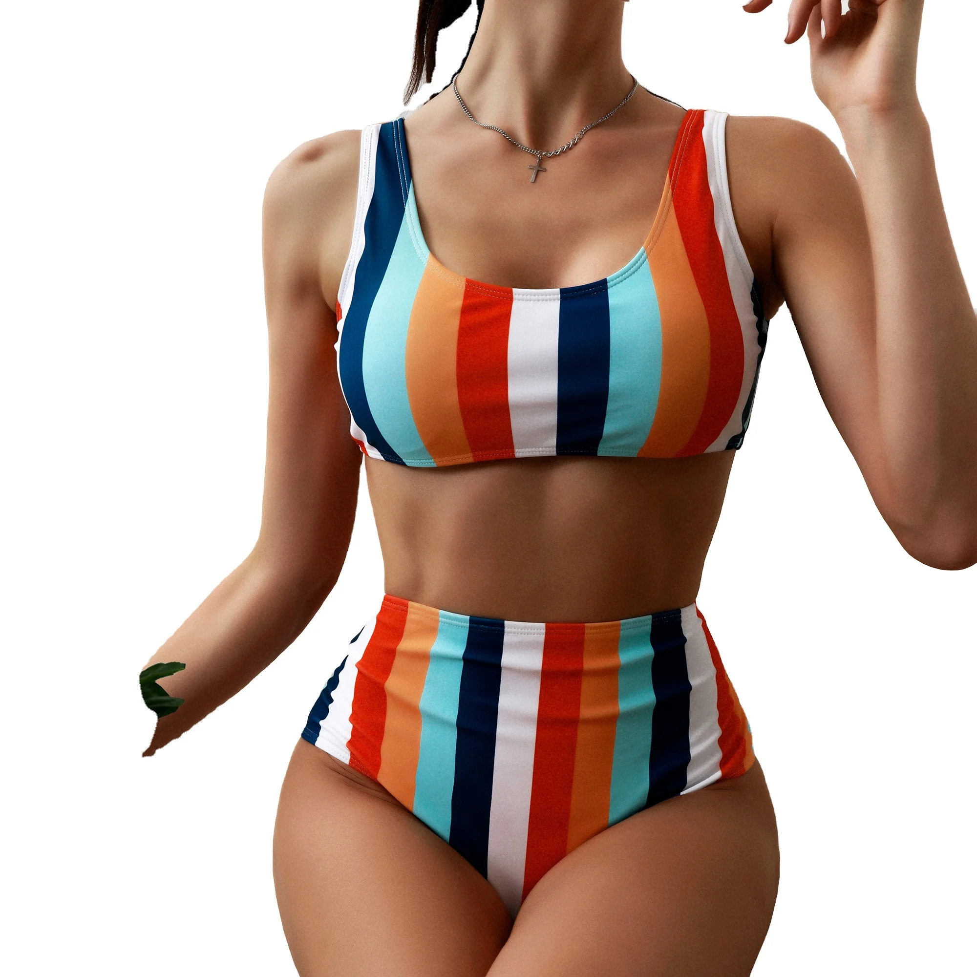 2021 swimsuit foreign trade female high waist bikini color striped high waist bikini swimsuit custom bikini
2021 swimsuit foreign trade female high waist bikini color striped high waist bikini swimsuit custom bikini