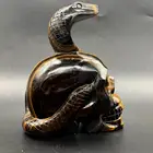 High Quality Natural Crystal Quartz Folk Crafts Feng Shui Decoration Tiger Eye Skull With Snake For Healing