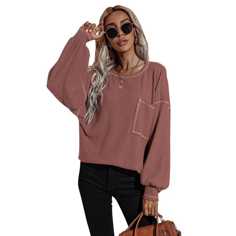 2021 autumn/winter hot long-sleeved T-shirt loose knit hoodie women's sport shirt, Picture
2021 autumn/winter hot long-sleeved T-shirt loose knit hoodie women's sport shirt, Picture