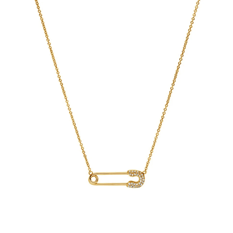 18k gold plated classic necklace wholesale jewelry 925 sterling silver luxe cz pave safety pin necklace
18k gold plated classic necklace wholesale jewelry 925 sterling silver luxe cz pave safety pin necklace