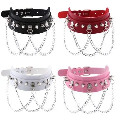 

Punk Goth Collar Necklace Spike Studded Pu Leather Collar Choker for Women