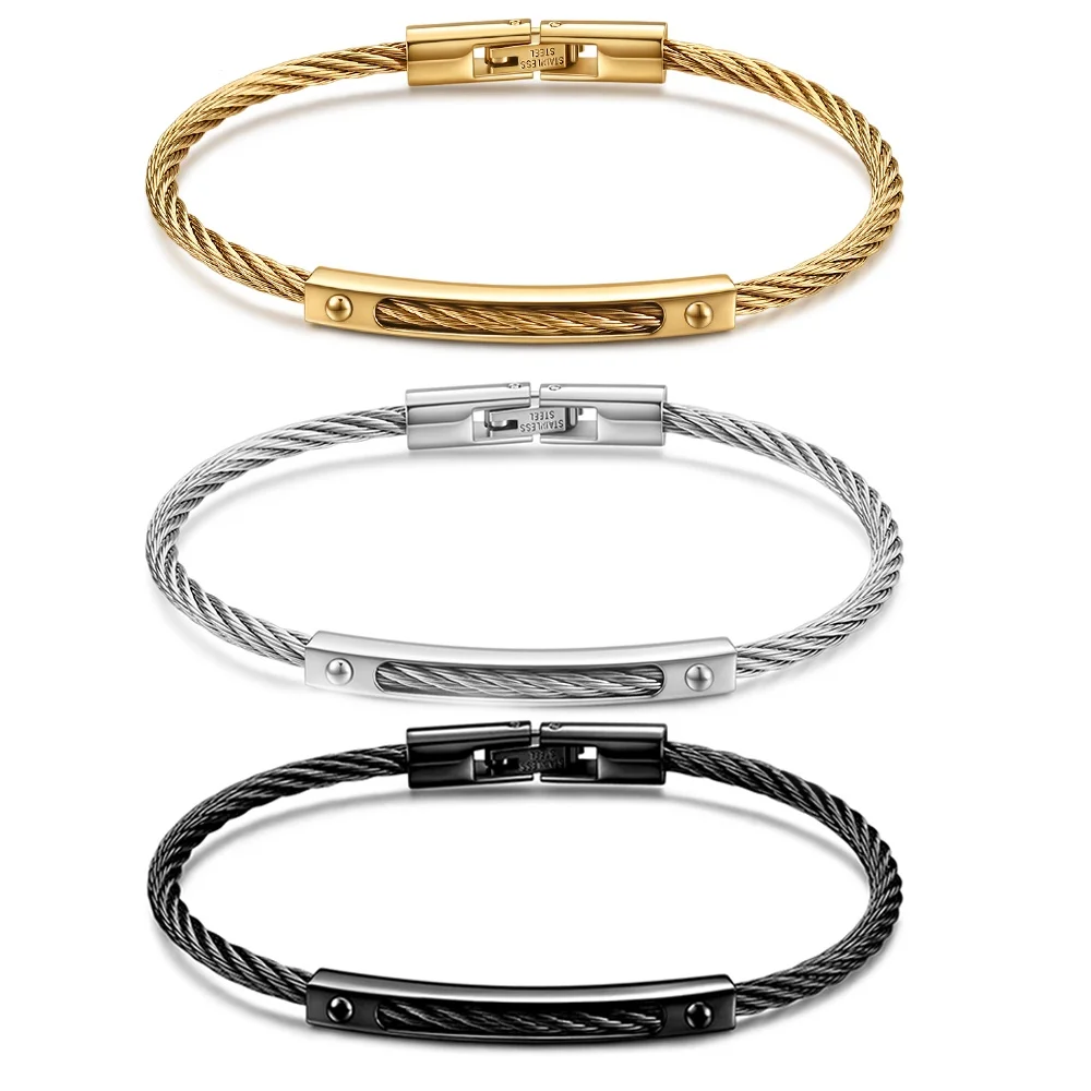 2024 New Design Trendy Stainless Steel Twist Rope Cable Wire Chain Braided Bangle 18K Gold Bracelets Can Open For Men Women Gift
2024 New Design Trendy Stainless Steel Twist Rope Cable Wire Chain Braided Bangle 18K Gold Bracelets Can Open For Men Women Gift