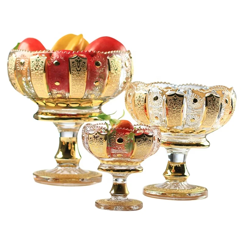 Jinghuang Bohemia Collection Gloden Painting Decorative Housewares Gift 5.23 Inch Footed Glass Fruit Bowl with Golden Decoration
Jinghuang Bohemia Collection Gloden Painting Decorative Housewares Gift 5.23 Inch Footed Glass Fruit Bowl with Golden Decoration
