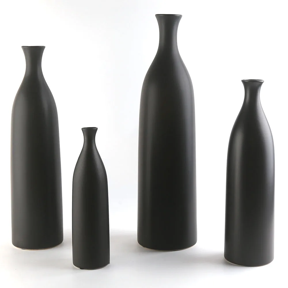 Matt Black Graceful Nice Ceramic Stoneware Home Decoration Vase