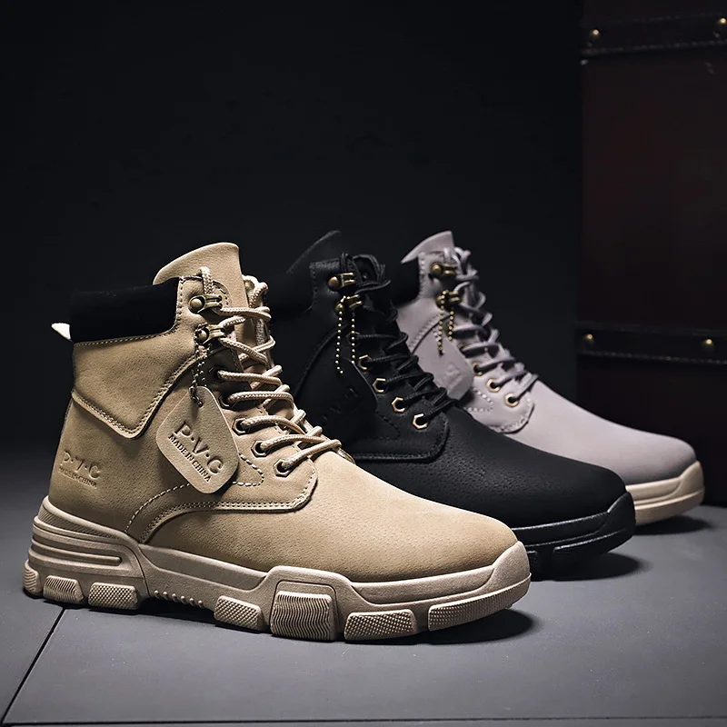 New arrival tooling fashion breathable rubber sole retro men's winter casual boots shoes, Sand/black/gray
New arrival tooling fashion breathable rubber sole retro men's winter casual boots shoes, Sand/black/gray