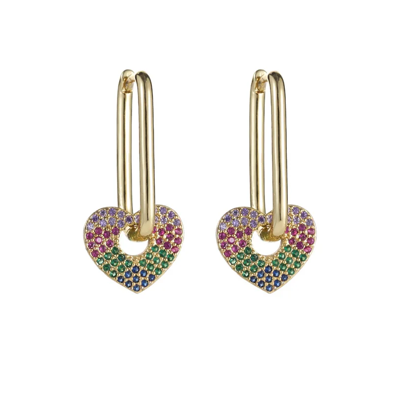 2021 Newest Fashionable Cubic Zirconia Safety Pin Heart Earring Gold Plated Colorful CZ Hollow Star Earring
2021 Newest Fashionable Cubic Zirconia Safety Pin Heart Earring Gold Plated Colorful CZ Hollow Star Earring