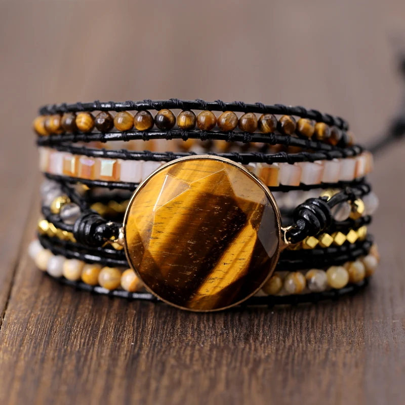 2019 new arrive Bracelet Natural Stone 5X Leather Wrap Bracelet tiger eye Beaded handmade Lovers Couples Bracelet gift jewelry
2019 new arrive Bracelet Natural Stone 5X Leather Wrap Bracelet tiger eye Beaded handmade Lovers Couples Bracelet gift jewelry
