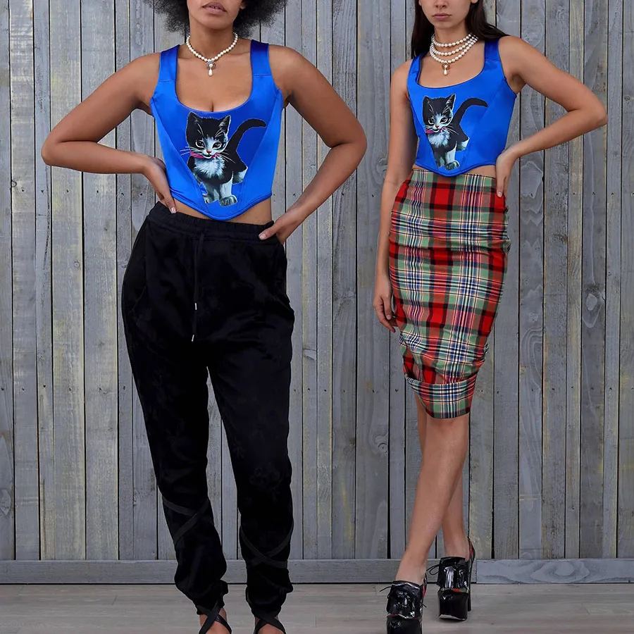 Kliou K21L09226 Summer fashion new women's sexy vest Stitching solid color cat print tank tops
Kliou K21L09226 Summer fashion new women's sexy vest Stitching solid color cat print tank tops