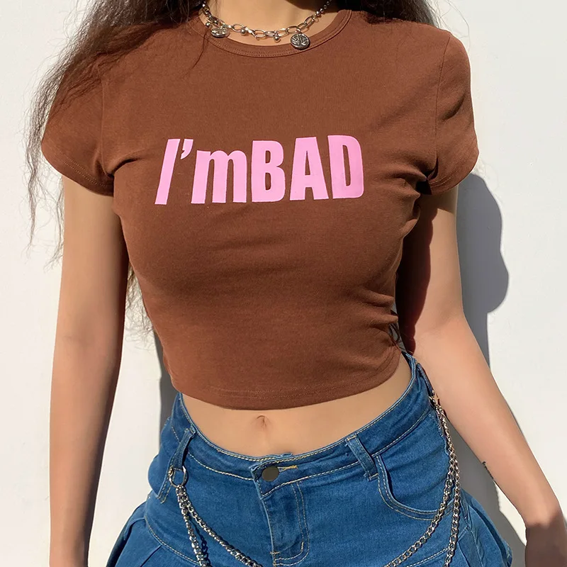 Women's Letter Printed Casual Crop Top Fashion Knitted Round Neck Short Sleeve T-shirt, As show
Women's Letter Printed Casual Crop Top Fashion Knitted Round Neck Short Sleeve T-shirt, As show