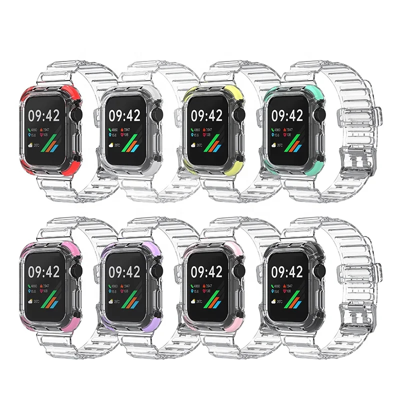 Soft TPU Transparent Watch Replacement Band for Apple Watch 1 2 3 4 5 Clear Sport Strap for iWatch 38 40 42 44 Bands, Multi colors, customized colors 
Soft TPU Transparent Watch Replacement Band for Apple Watch 1 2 3 4 5 Clear Sport Strap for iWatch 38 40 42 44 Bands, Multi colors, customized colors
