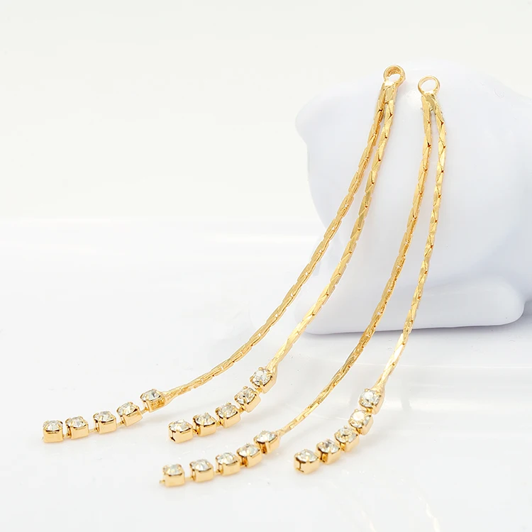 Factory Wholesale Inlaid Zircon 14K Gold Plated Long Tassel Ear Line for Earring Making
Factory Wholesale Inlaid Zircon 14K Gold Plated Long Tassel Ear Line for Earring Making