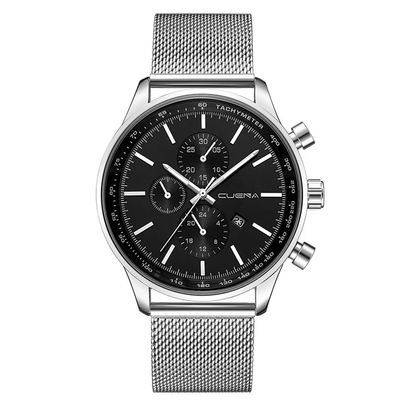 CUEAN-843S Stainless Steel Mesh Watchband With Business Man Big Dial Multifunction High Quality Men's Quartz Wristwatch
CUEAN-843S Stainless Steel Mesh Watchband With Business Man Big Dial Multifunction High Quality Men's Quartz Wristwatch