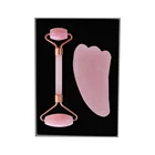 Jade Roller Natural Stone Natural Beauty Facial Massage Rose Quartz Gua Sha Set Jade Roller Stone for Face