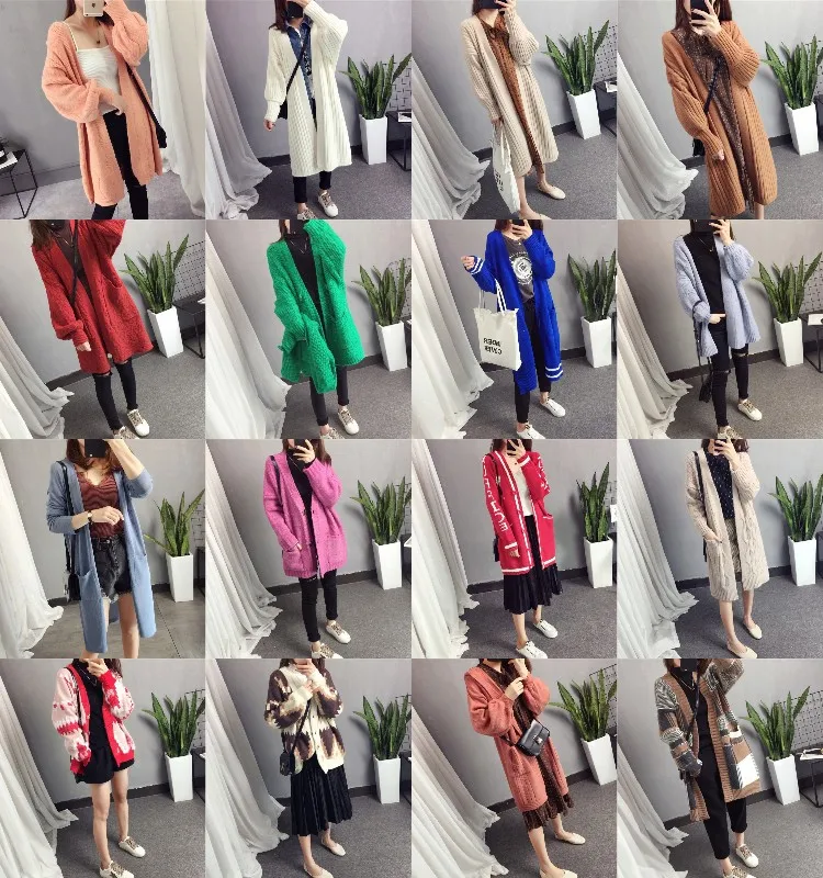 Foreign trade autumn and winter new Korean women's thick cardigan sweater sweater tail goods in the long loose women's sweater, Customized color
Foreign trade autumn and winter new Korean women's thick cardigan sweater sweater tail goods in the long loose women's sweater, Customized color