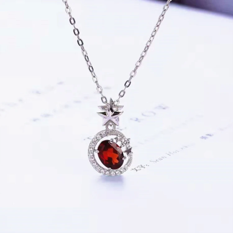 Factory Wholesale Necklace 925 Silver Jewelry Natural Garnet Crystal Pendant Necklace Women, Red
Factory Wholesale Necklace 925 Silver Jewelry Natural Garnet Crystal Pendant Necklace Women, Red