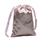 Eco-friendly cheap pink color wedding gift mini satin pouch bag with no logo