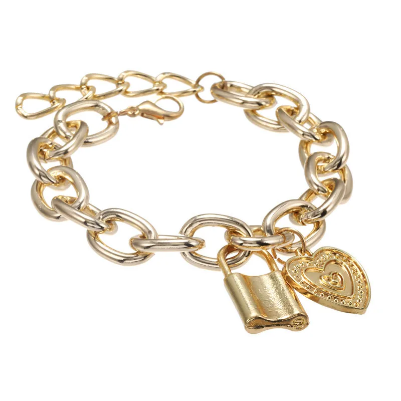 Creative Personality Alloy Chain Bracelets Heart And Lock Pendant Bangle Bracelet Link Chain Charm Bracelets Wholesale Women, Gold
Creative Personality Alloy Chain Bracelets Heart And Lock Pendant Bangle Bracelet Link Chain Charm Bracelets Wholesale Women, Gold