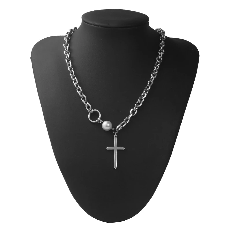 Trend Hip Hop Fashion Sweater Chain Jewelry Europe America Cross Pearl Stainless Steel Necklace, Silver
Trend Hip Hop Fashion Sweater Chain Jewelry Europe America Cross Pearl Stainless Steel Necklace, Silver