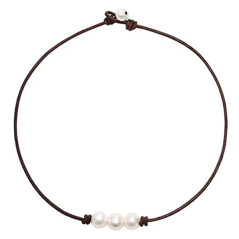 Fashion Three Fresh Water Pearl Pendant Chocker Necklace Leather Rope Necklace For Women Girls Gift
Fashion Three Fresh Water Pearl Pendant Chocker Necklace Leather Rope Necklace For Women Girls Gift