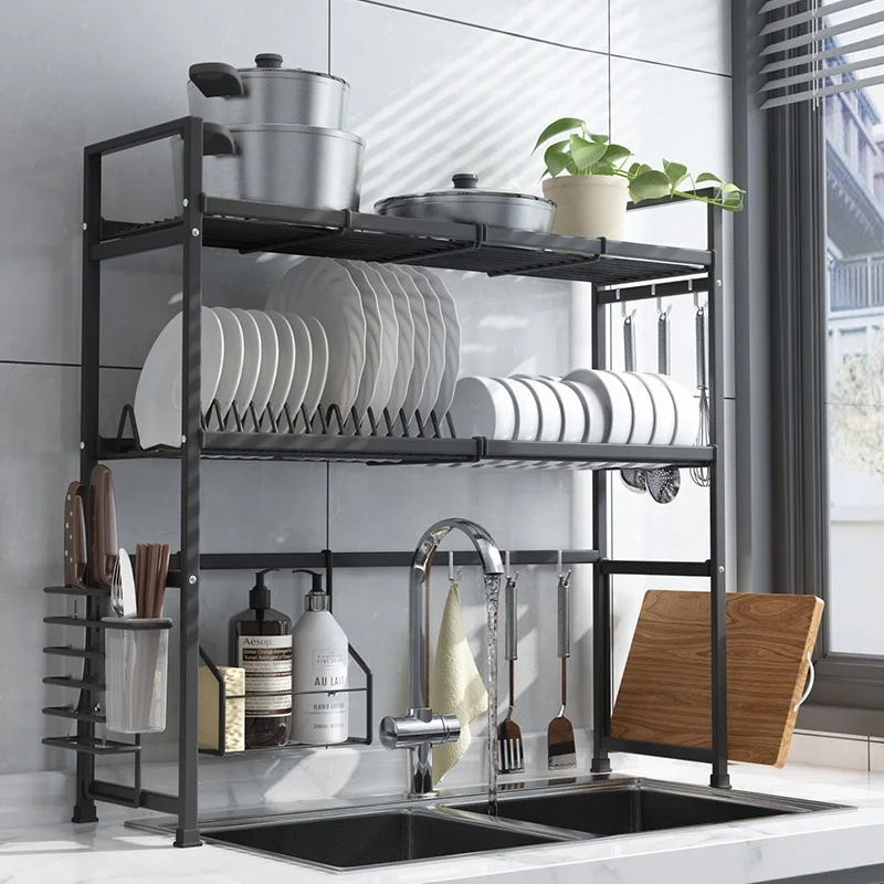 Original manufacturer supply stainless steel storage shelf display kitchen over sink dish drying rack, Black/silver
Original manufacturer supply stainless steel storage shelf display kitchen over sink dish drying rack, Black/silver