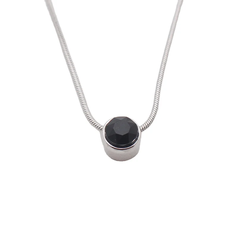 Simple Design Tiny Black Crystal 6MM Size Round Small Pendant Snake Chain Silvertone Plated Necklace
Simple Design Tiny Black Crystal 6MM Size Round Small Pendant Snake Chain Silvertone Plated Necklace