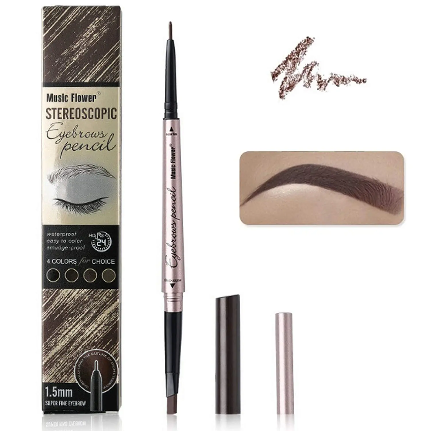 Eye Makeup Hot Sale Music Flower Long Wear Waterproof Custom 4 Colors Brow Pencil 2 in 1 Double Side Slim Tip Eyebrow Pencil
Eye Makeup Hot Sale Music Flower Long Wear Waterproof Custom 4 Colors Brow Pencil 2 in 1 Double Side Slim Tip Eyebrow Pencil