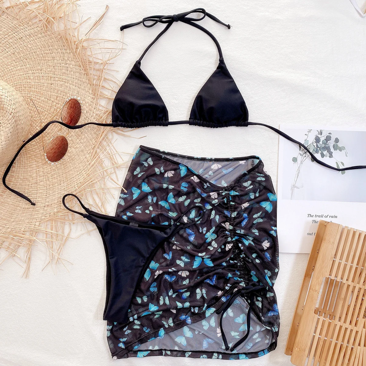 Miyou 3 piece set mesh swimsuit 2021 sexy triangle micro bathing suit halter swimwear women butterfly print bikini, Customized colors
Miyou 3 piece set mesh swimsuit 2021 sexy triangle micro bathing suit halter swimwear women butterfly print bikini, Customized colors