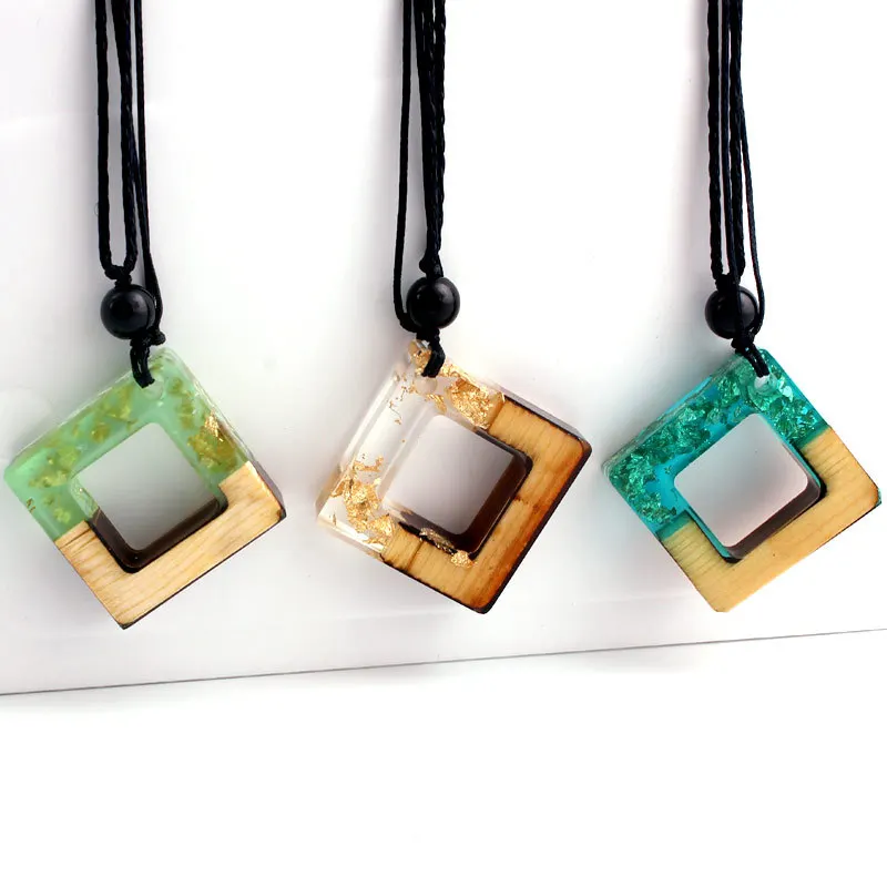 Adjustable Rope Chain Handmade Solid Wooden Pendant Necklace Resin Wood Square Necklace for Men Women Lover
Adjustable Rope Chain Handmade Solid Wooden Pendant Necklace Resin Wood Square Necklace for Men Women Lover