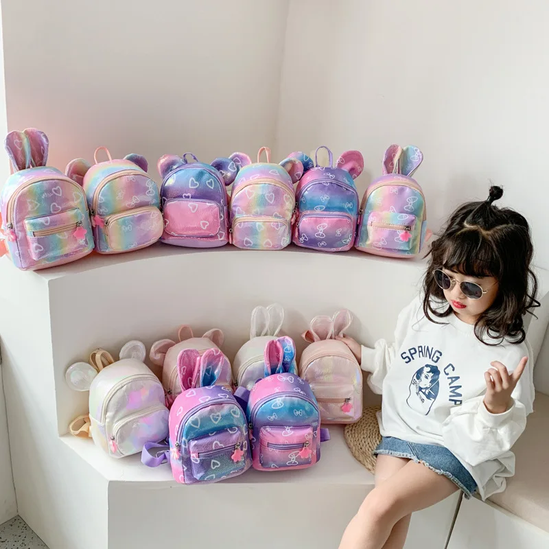 Colorful children's backpack 2020 new girl messenger bag Korean version of the mouse ears school bag fashion b, Multi color 
Colorful children's backpack 2020 new girl messenger bag Korean version of the mouse ears school bag fashion b, Multi color