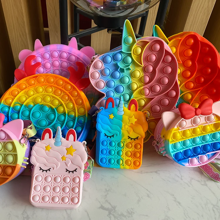 Big size kids push Bubble Sensory pop it Purse crossbody bag Unicorn Silicone Bags Rainbow Handbags
Big size kids push Bubble Sensory pop it Purse crossbody bag Unicorn Silicone Bags Rainbow Handbags