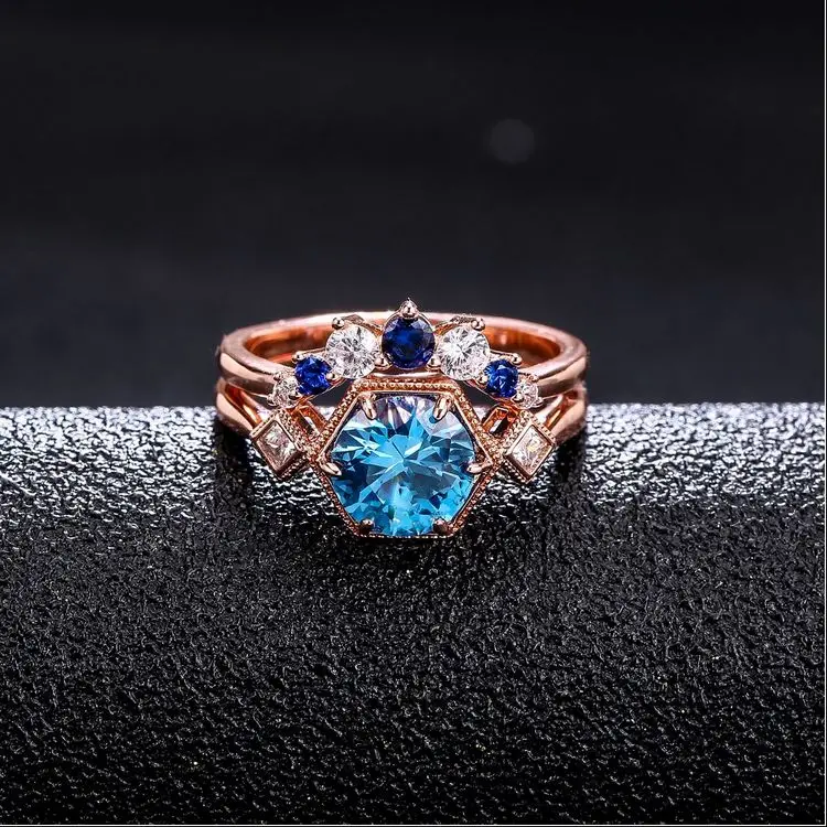 Extravagant Custom Fashion Jewelry Sapphire Ring Crown Luxurious Blue Wedding Bands or Rings Rose Gold Zircon Ring Brass Women's
Extravagant Custom Fashion Jewelry Sapphire Ring Crown Luxurious Blue Wedding Bands or Rings Rose Gold Zircon Ring Brass Women's