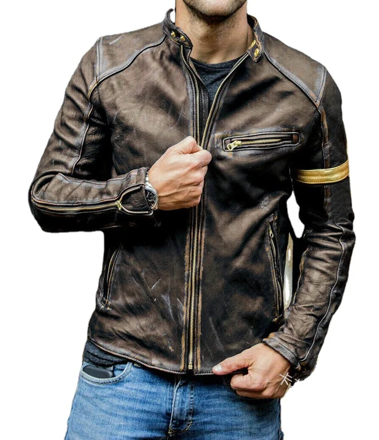 Genuine Leather Jackets For Mens Stand-up Collar Punk Men Motorbike Leather Jacket Fashion Pure Leather Jackets For Men, Picture
Genuine Leather Jackets For Mens Stand-up Collar Punk Men Motorbike Leather Jacket Fashion Pure Leather Jackets For Men, Picture