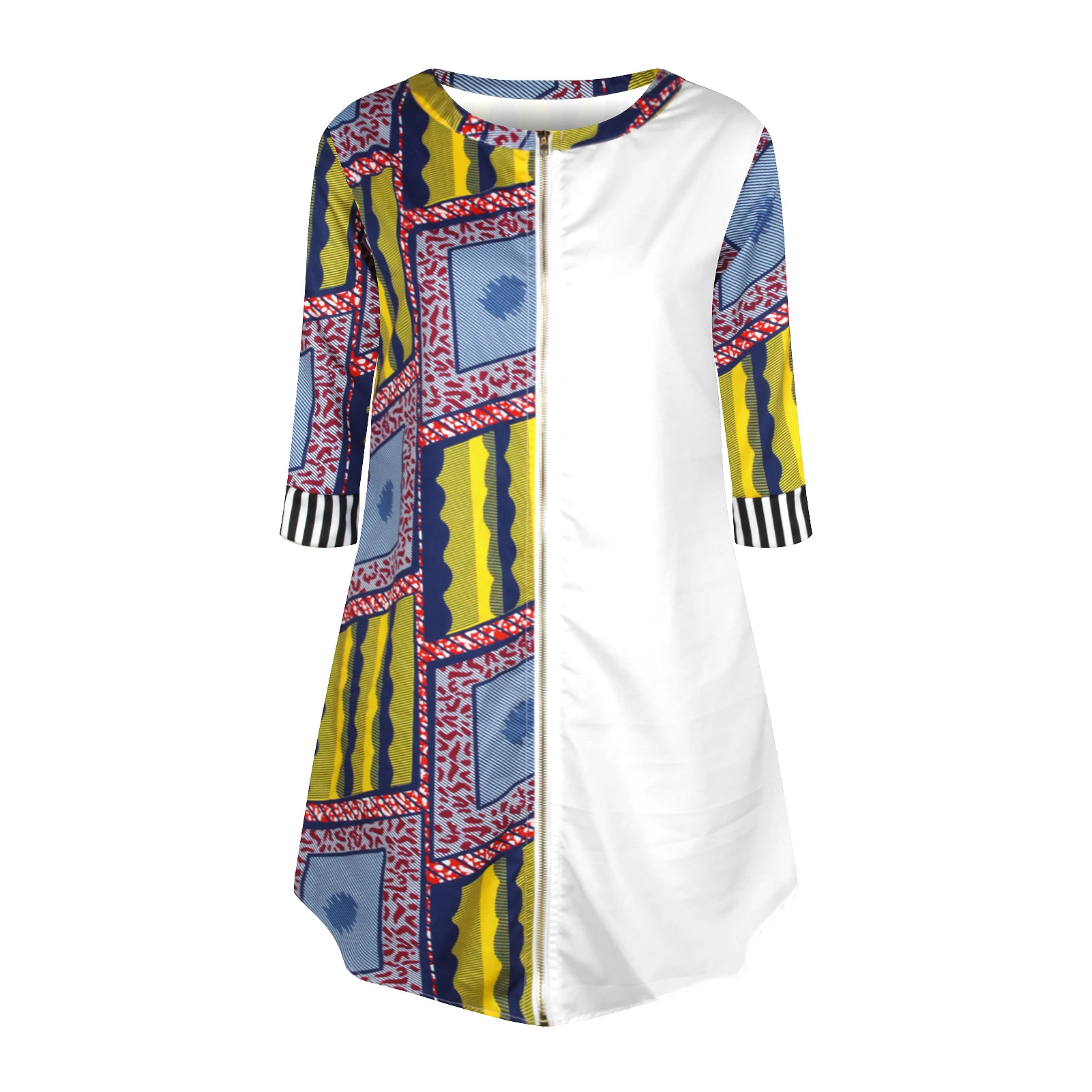 Wholesale new African style digital print women's casual middle sleeve zipper cardigan loose summer round collar shirt skirt, Shown
Wholesale new African style digital print women's casual middle sleeve zipper cardigan loose summer round collar shirt skirt, Shown