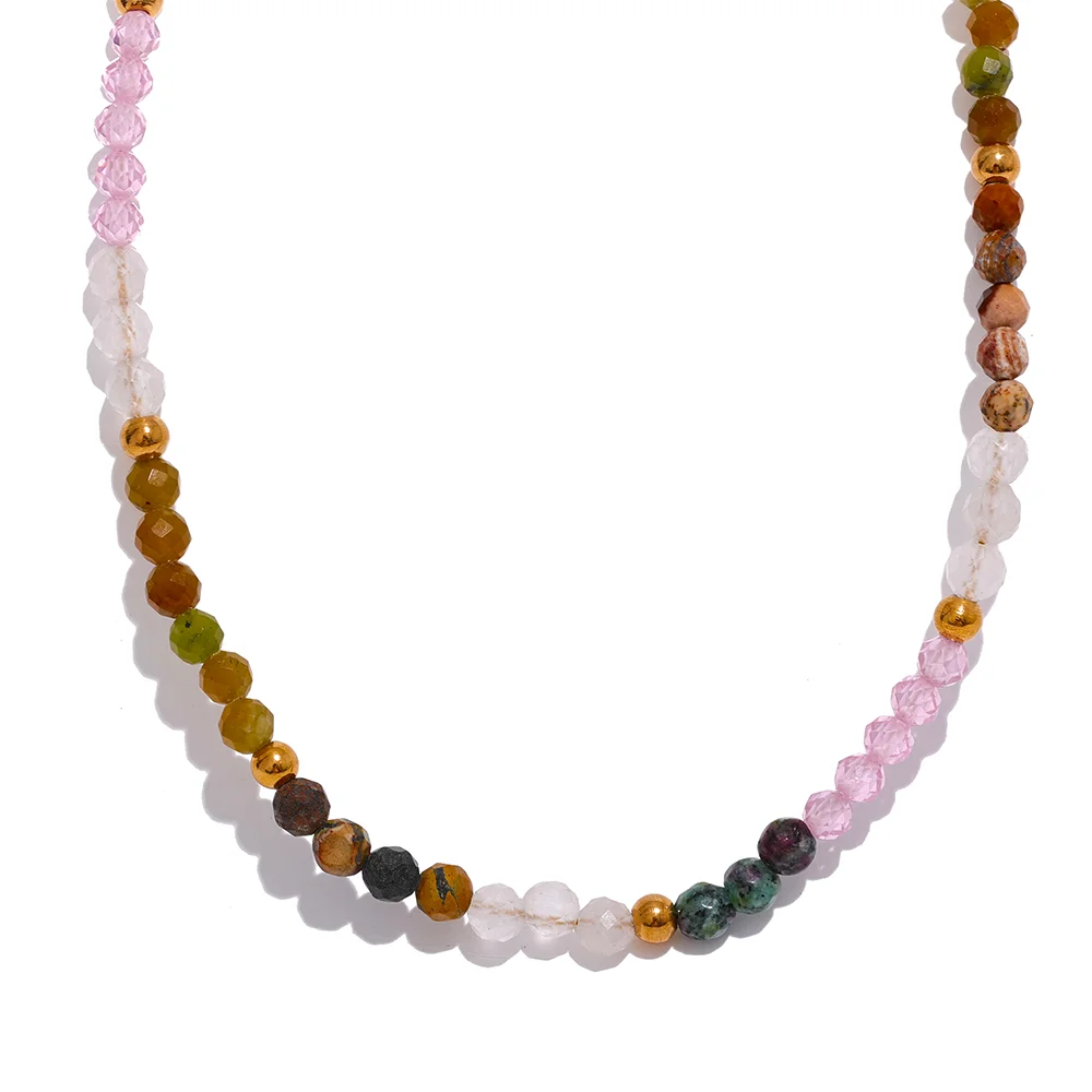 JINYOU 1086 Waterproof Colorful Natural Stone Cubic Zirconia Bead Handmade Chain Stainless Steel Luxury Necklace Fashion Jewelry
JINYOU 1086 Waterproof Colorful Natural Stone Cubic Zirconia Bead Handmade Chain Stainless Steel Luxury Necklace Fashion Jewelry