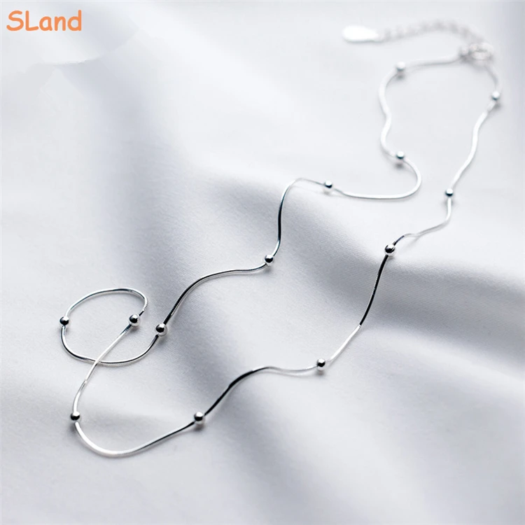 SLand Jewelry Manufacturer wholesale Elegant Ball Beaded Station Snake Chain 925 sterling silver necklace women 16+1 inches 
SLand Jewelry Manufacturer wholesale Elegant Ball Beaded Station Snake Chain 925 sterling silver necklace women 16+1 inches