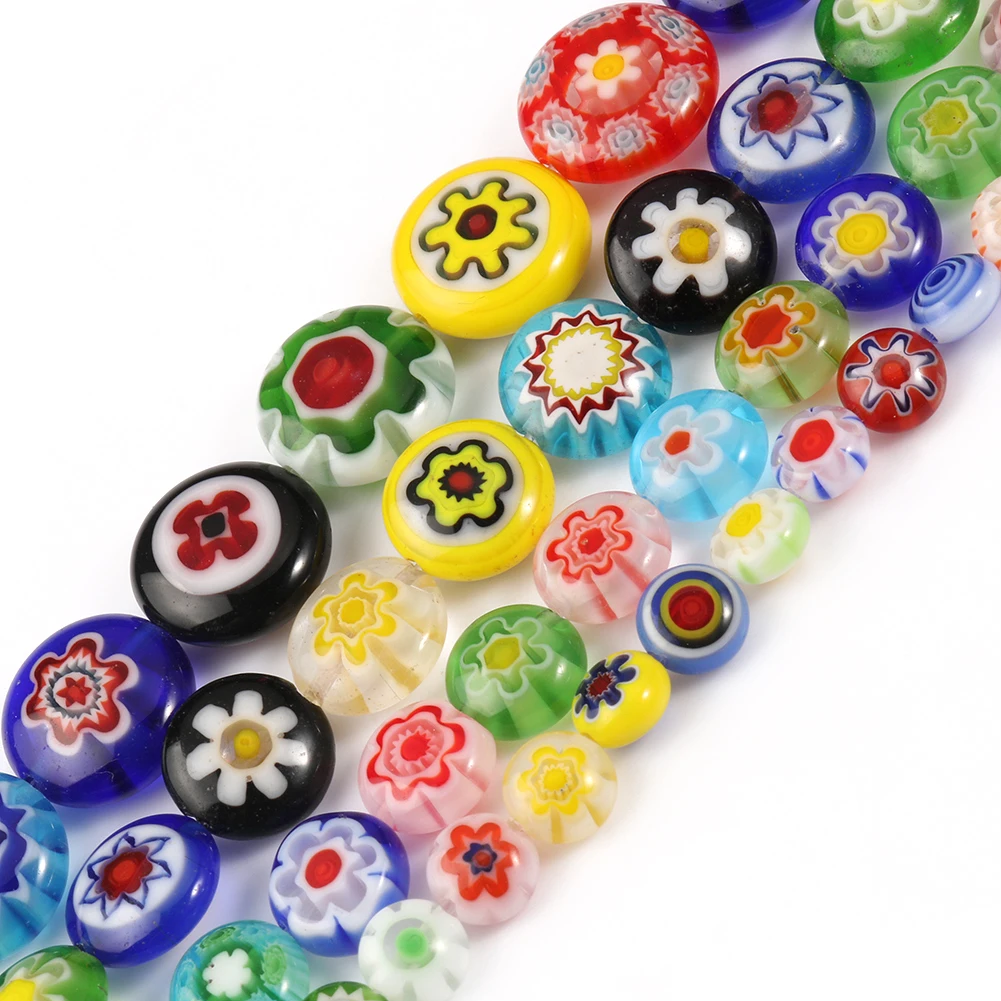 Wholesale 6/8/10/12MM Mixed Color Flat Round Flower Patterns Millefiori Lampwork Glass Beads for Jewelry DIY 
Wholesale 6/8/10/12MM Mixed Color Flat Round Flower Patterns Millefiori Lampwork Glass Beads for Jewelry DIY