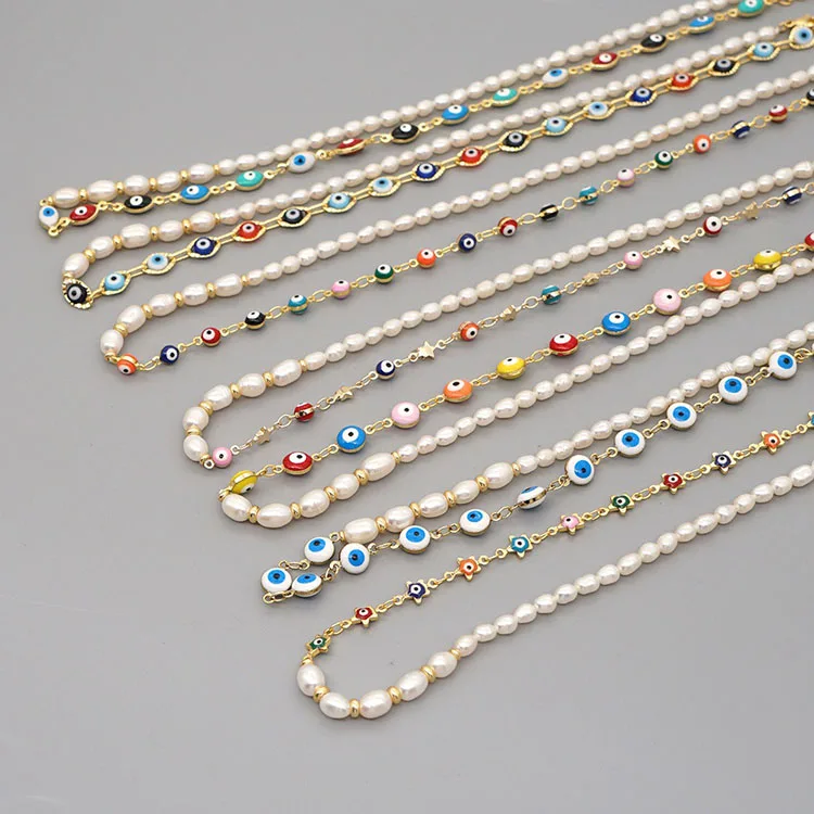 NP1005 Fashion Freshwater Pearl Beaded Evil Eyes Chain Necklace, Charm Enamel Evil Eyes Link Chain Women Necklace
NP1005 Fashion Freshwater Pearl Beaded Evil Eyes Chain Necklace, Charm Enamel Evil Eyes Link Chain Women Necklace