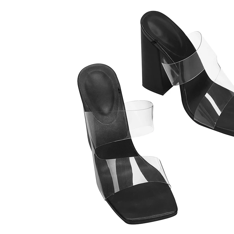 Wholesale square head thick high heel women's outdoor sandals peep toe Block heel Clear PVC lady slippers black White
Wholesale square head thick high heel women's outdoor sandals peep toe Block heel Clear PVC lady slippers black White