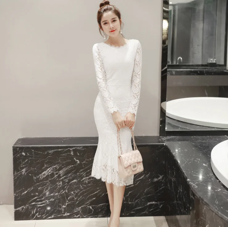 Newest Elegant Ladies Chiffon Sexy Dress Long Sleeve White Lace Dress for Evening Cocktail Party 
Newest Elegant Ladies Chiffon Sexy Dress Long Sleeve White Lace Dress for Evening Cocktail Party