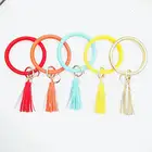 2019 new Pure color leather tasse bracelet Boho jewelry accessories tassel keychain for women