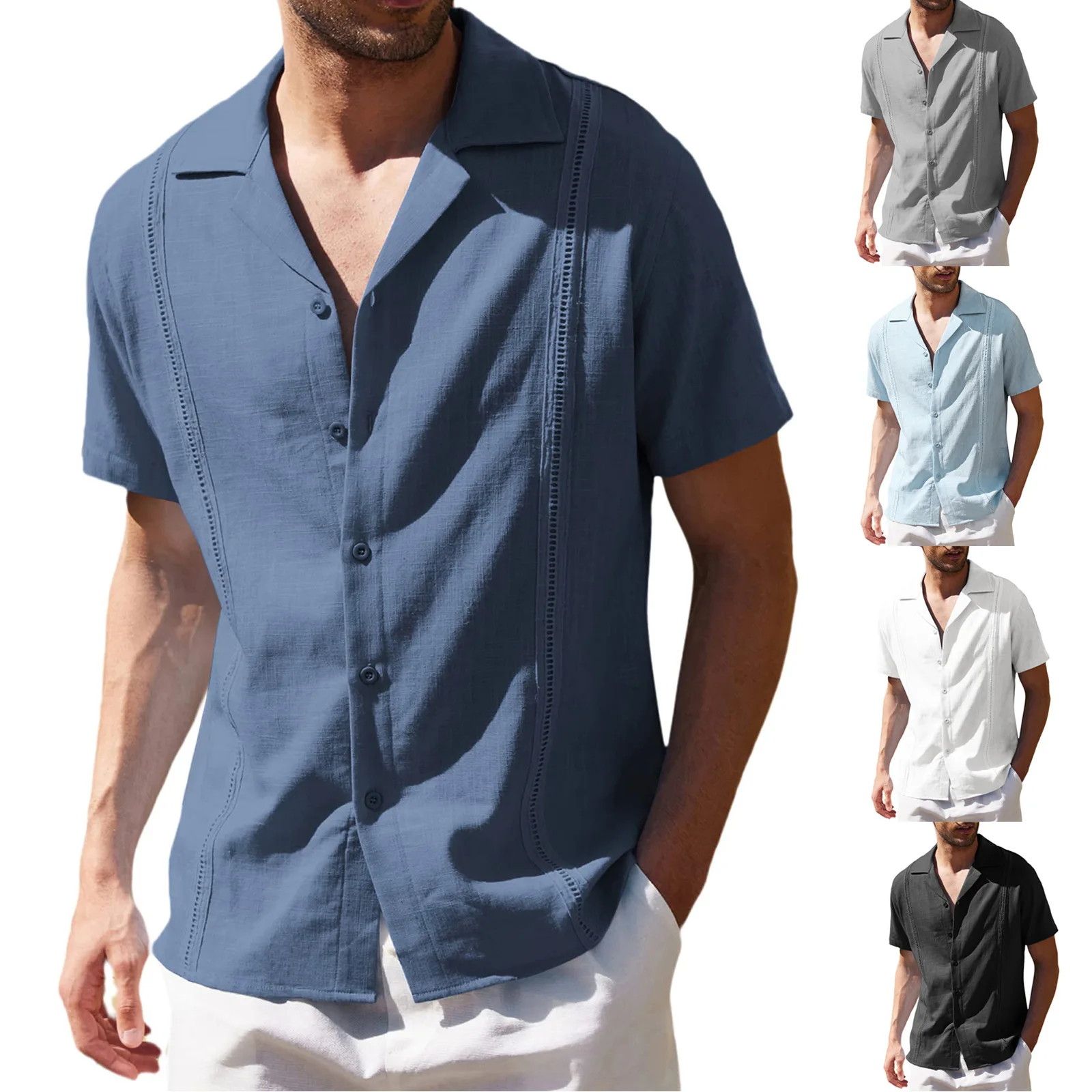 Men's Shirts Linen Short Sleeve Summer Solid Shirts Casual Loose Turn-down Collar Blouse Male Breathable Shirt Chemises homme, As show
Men's Shirts Linen Short Sleeve Summer Solid Shirts Casual Loose Turn-down Collar Blouse Male Breathable Shirt Chemises homme, As show